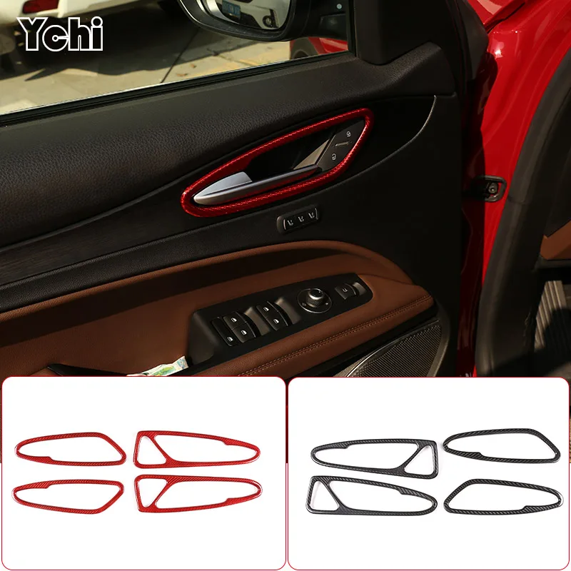 

Real Carbon Fiber Car Door Interior Handle Frame Trim Accessories For Alfa Romeo Stelvio 2017 2018 2019 2020