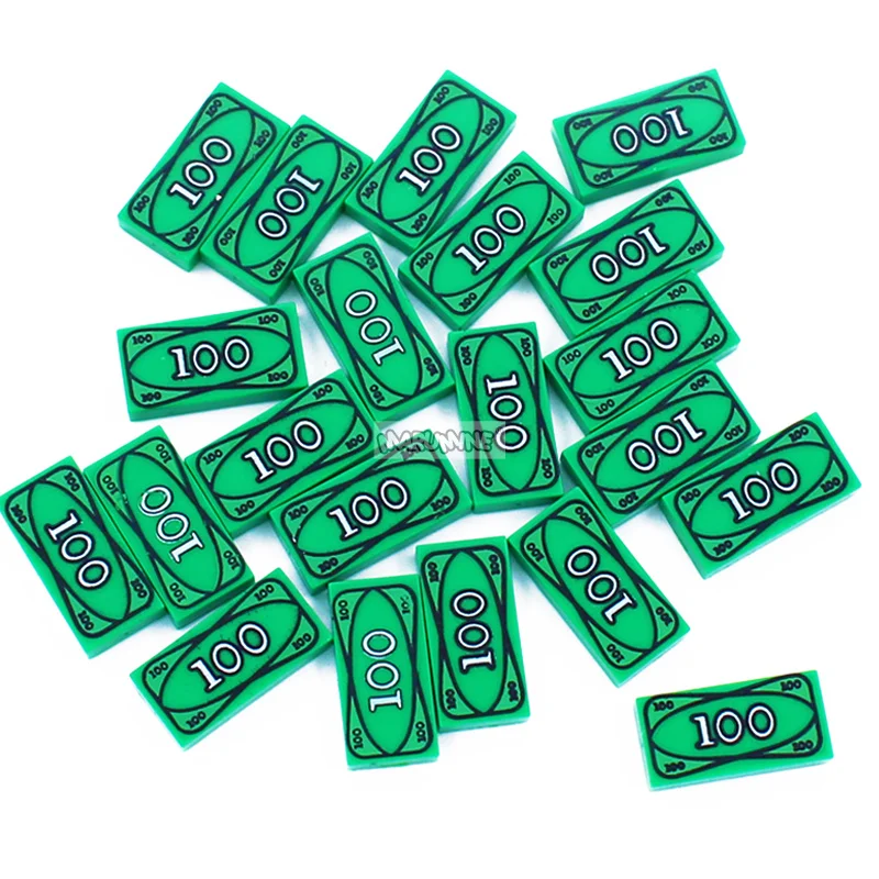 Marumine US Dollar 1x2 Tile Compatible 3069 Pirates Blocks Part Bill Money Cash MOC Building Brick Mini Person Model Accessories 3
