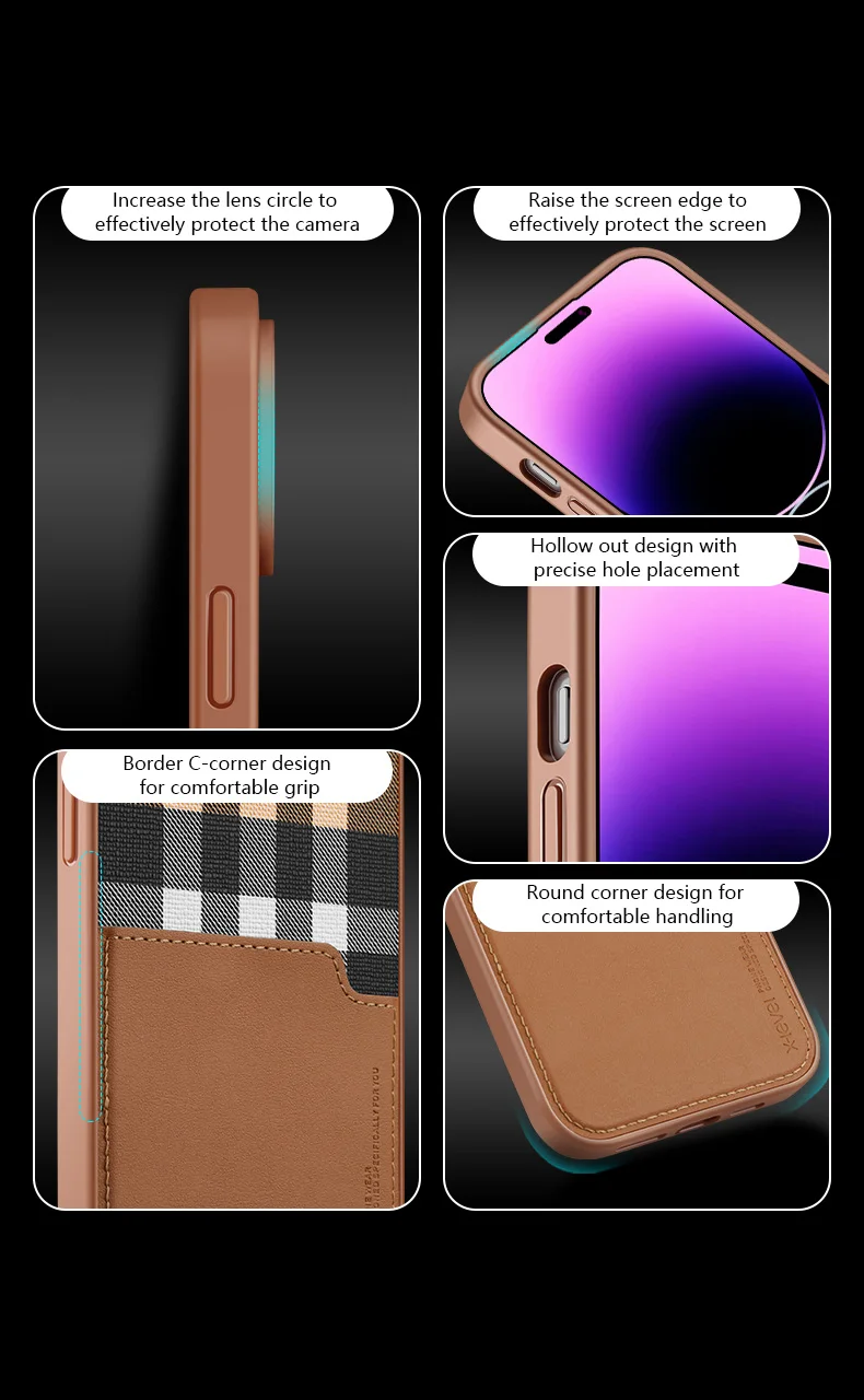 X-Level Luxury Leather case for iPhone 15 Pro Max Classic plaid pattern  cover for iPhone 15 14Pro max/ 15pro with card pocket - AliExpress