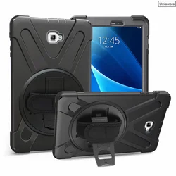 Kids Durable Rotation Hand Strap Stand Armor Cover - Tab A6 10.1 SM - T580 (Black)