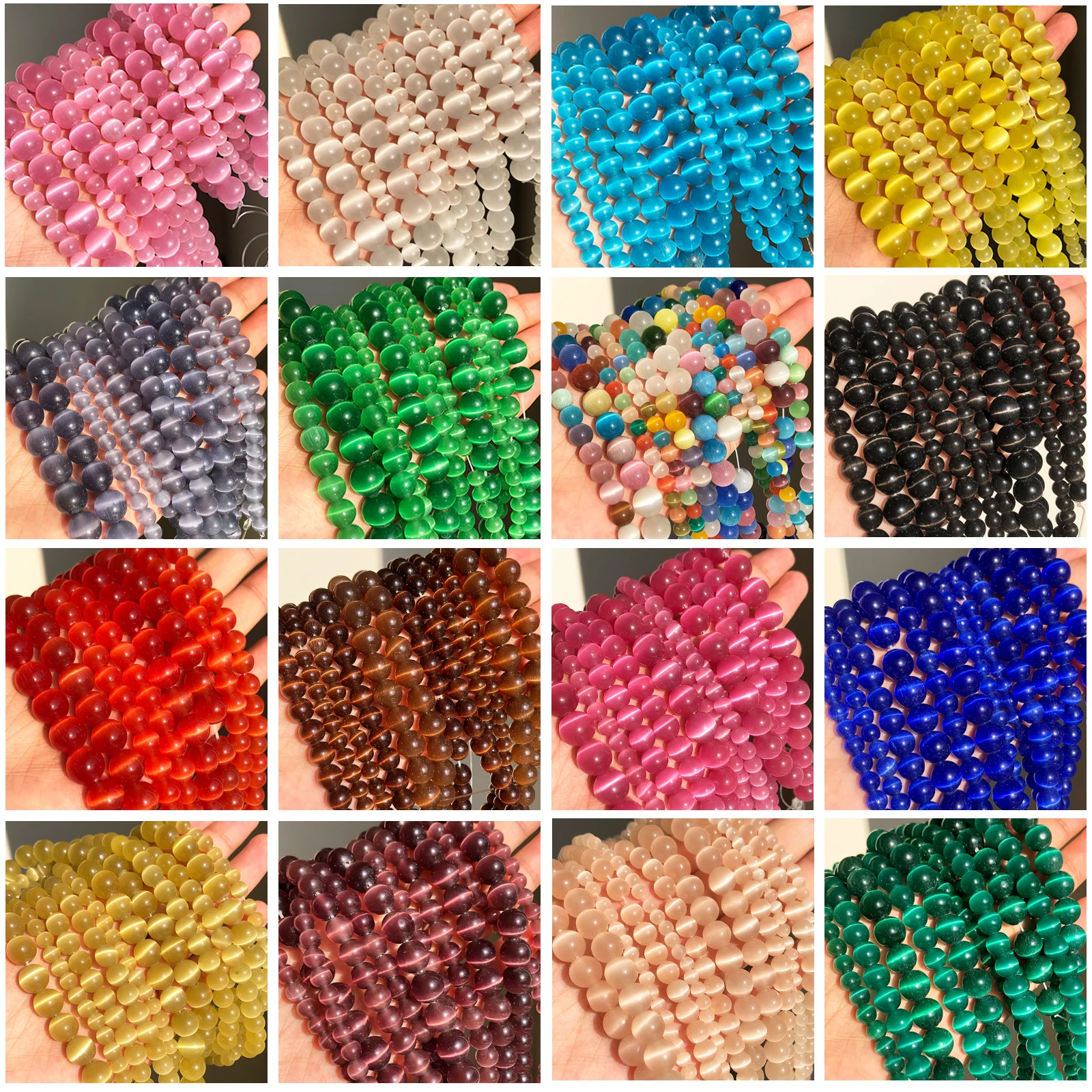 

Natural Moon Stone Beads Pink White Blue Cat Eye Loose Opal Beads for Jewelry Making Beads DIY Bracelet Earrings Accessories