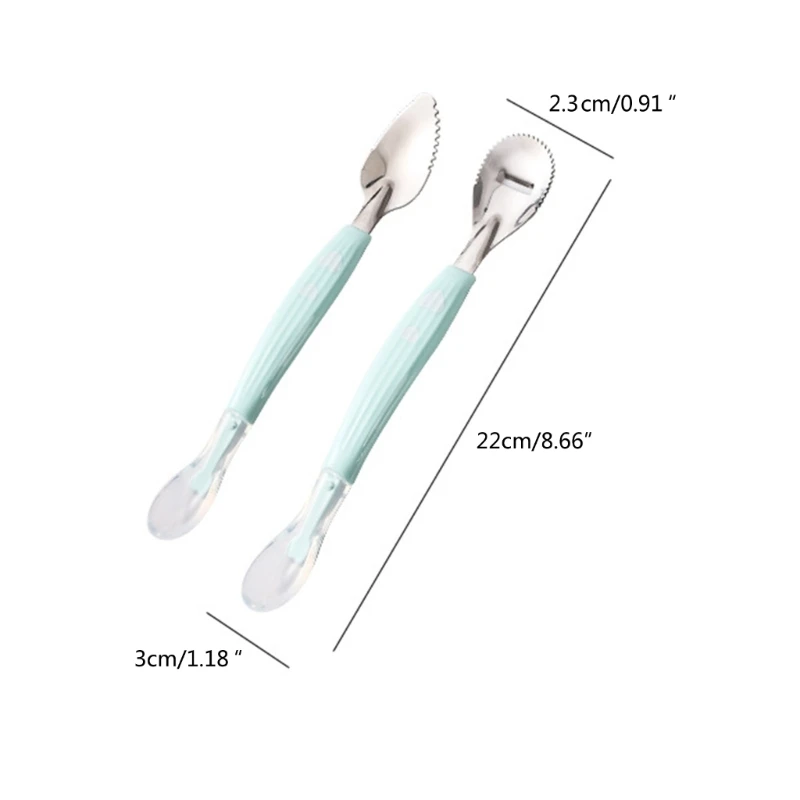 Baby Feeding Spoon Scraper Spoon Silicone Fruit Puree Spoon Supplementary Food Feeder Dual-Head Spoon Toddler Utensil 2