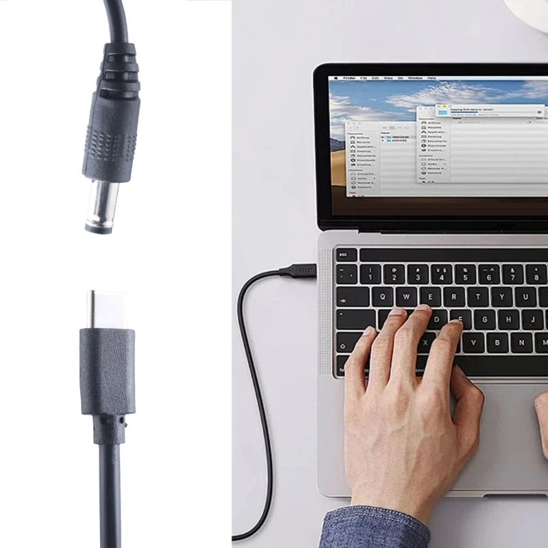 USB C to DC5525 Power Cord Wire Type C to 5.5x2.5mm Voltages Adjustment Cable