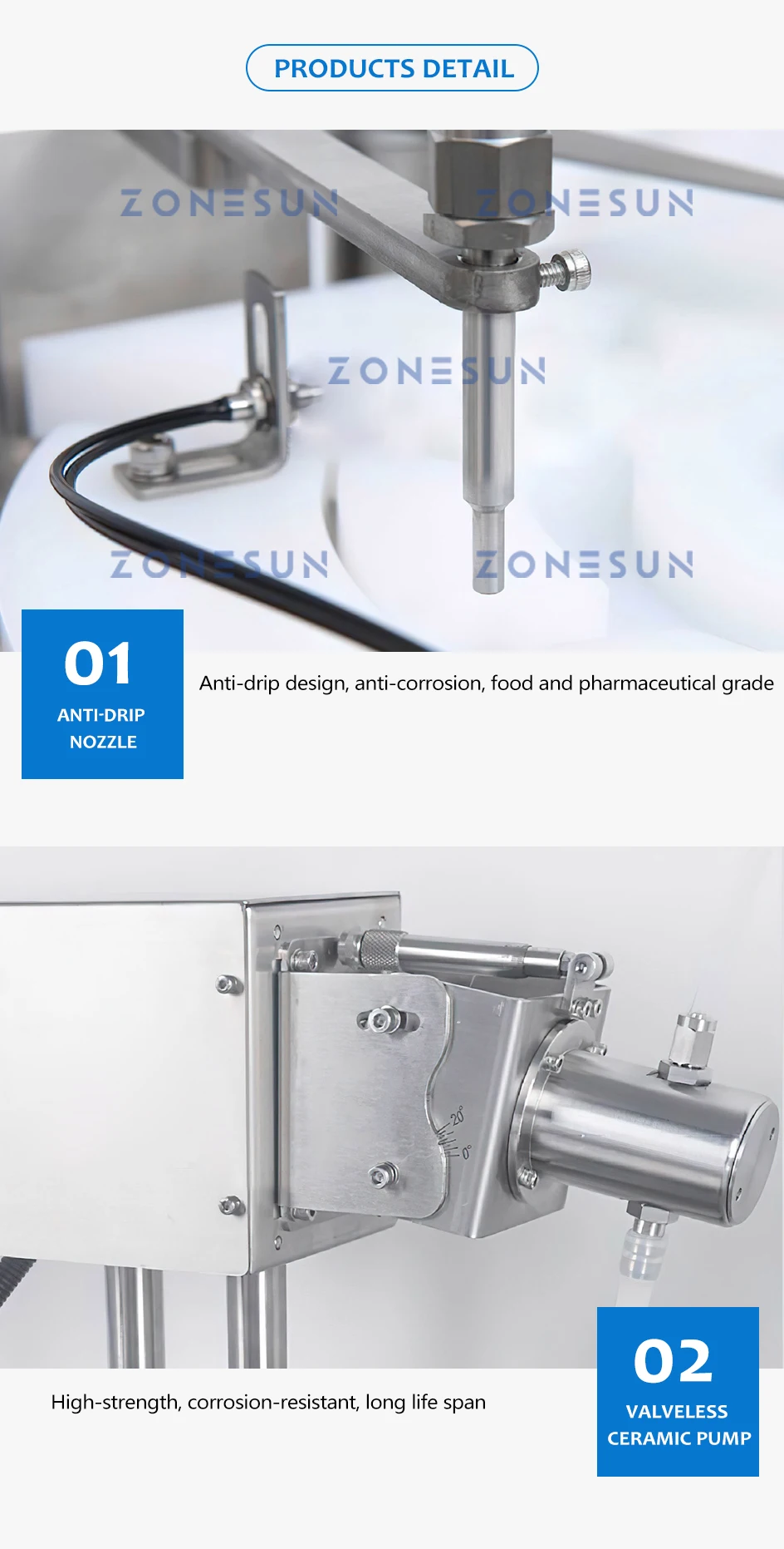 ZONESUN 0.14ml-25ml Automatic Small Vial Bottle Filling Sealing Machine Biological Reagents Oral Liquids Dropper ZS-XBFC20