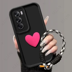 3D Love Heart Hand Strap Phone Case Cover for vivo T4X 5G (Rose Black)
