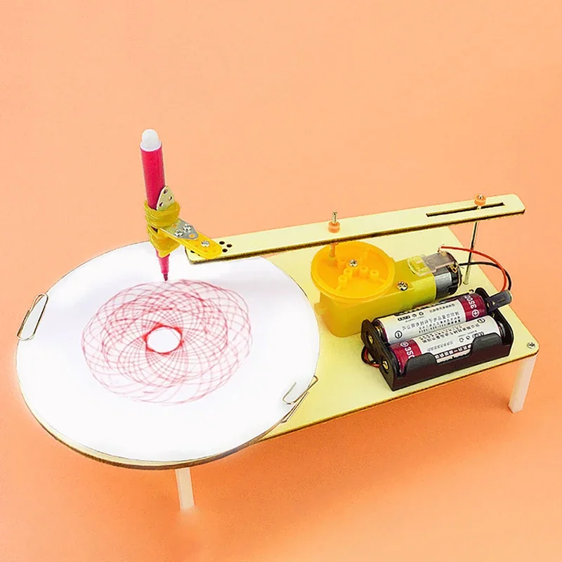 Drawing Robot Kids DIY Educational Wooden Electric Plotter Kit Model Automatic Painting Science Electronics Kit Experiment