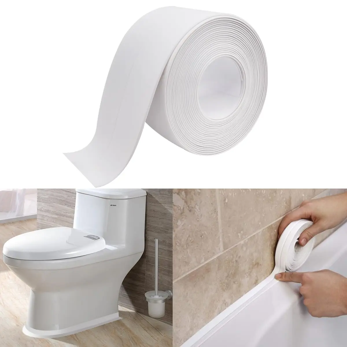 White Waterproof Tape for Shower Toilet and Kitchen Caulking Strip Wall Edge Protector Shower Tile Sealer Adhesive 3.2m*3.8cm double sided tape repair tape