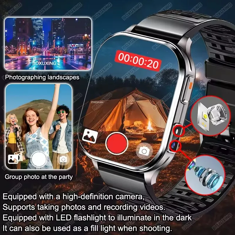 Nuovo Smartwatch 2026 con Fotocamera per Uomo e Donna, Registrazione Foto e Video, Monitoraggio Salute e Sport, Impermeabile IP68, Chiamate BT, Registrazione Audio - immagine 3