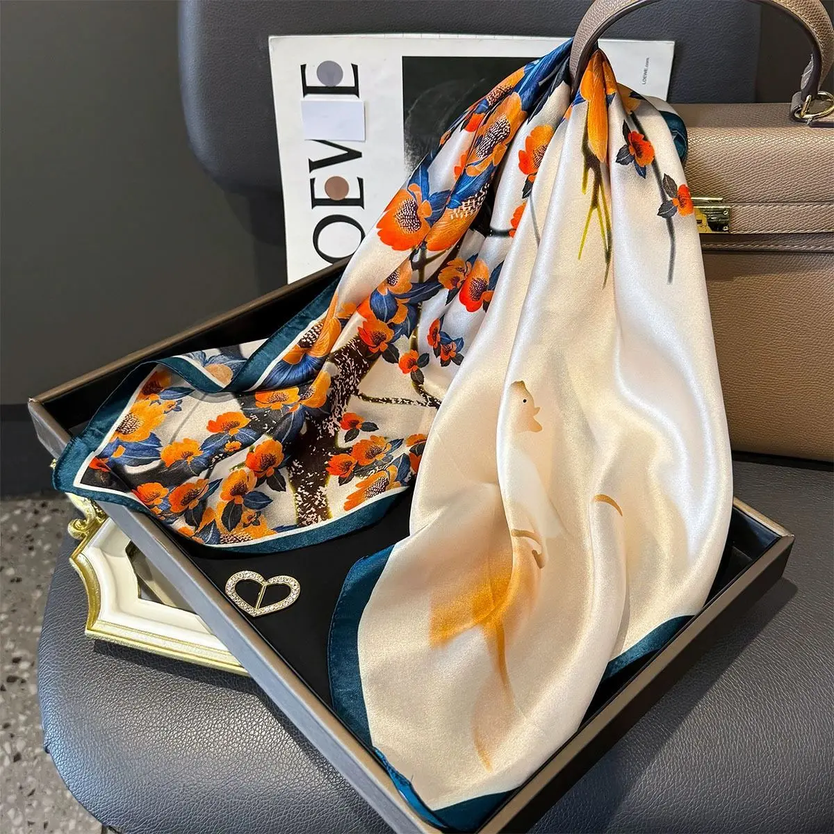 100% Mulberry Silk Square Scarf for Women