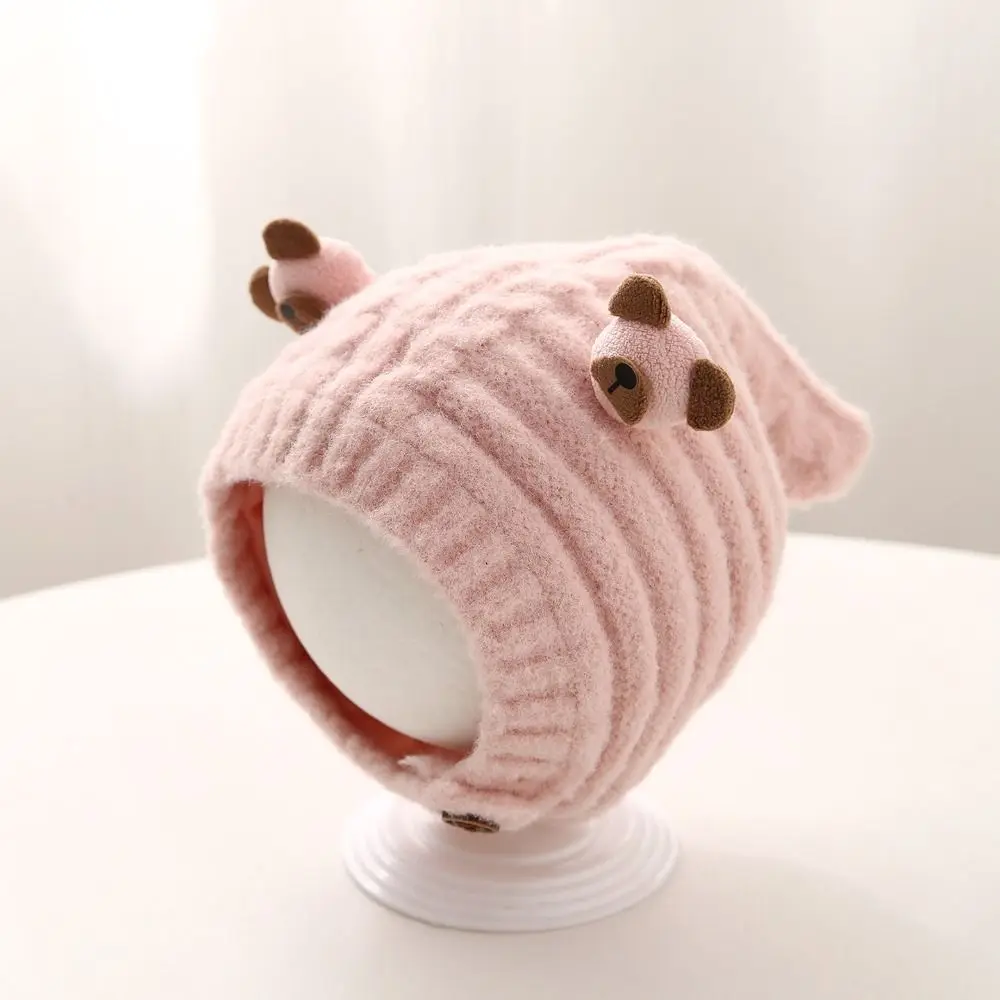 Lovely Warm Baby Knitted Hat Soft Thicken Children Pullover Cap Ear Protection Wool Kids Earmuffs Cap Boys