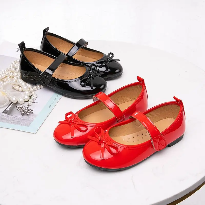 Kids Bowknot Princess Shoes Girls Flat Leather Spring Autumn For 3 4 5 6 7 8 9-15T New leather shoes girls shoes girls flats