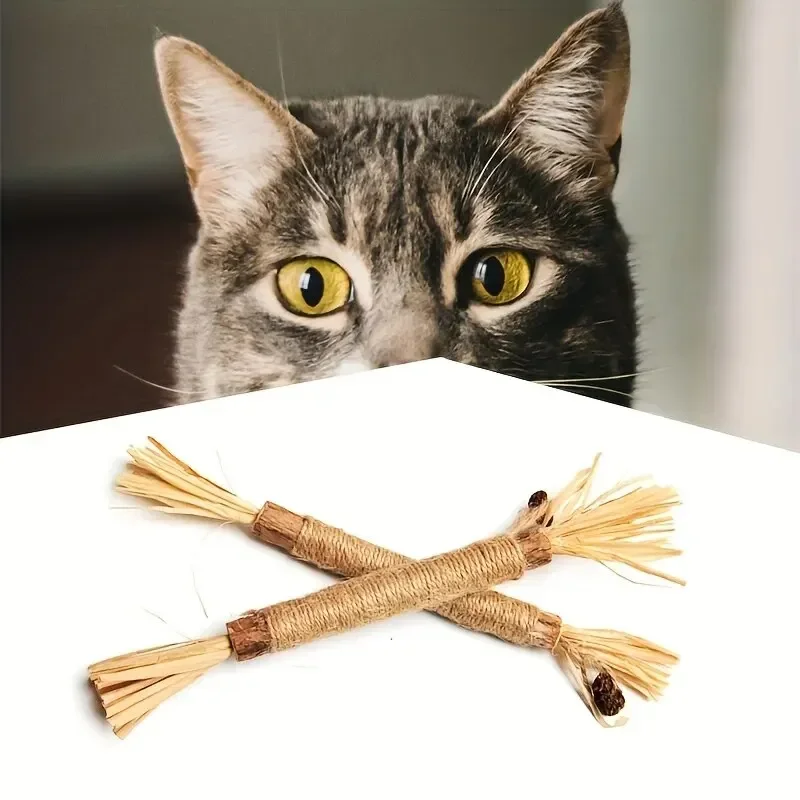 1PcCatToysSilvervineChewStickPolygonumKittyRaffiaGrassPet