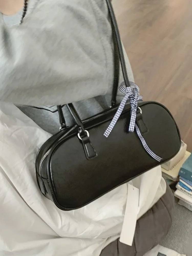 Korean Bow Designer Shoulder Bags Women Underarm Bag Fashion Commuter Solid Color Tote Bag Classic Bolsos All-match