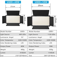 Nagnahz U800+ LED Video Light Photo Studio Lamp Bi-Color 2500K-8500k Dimmable with Tripod Stand Remote for Video Recording Para - Image 5
