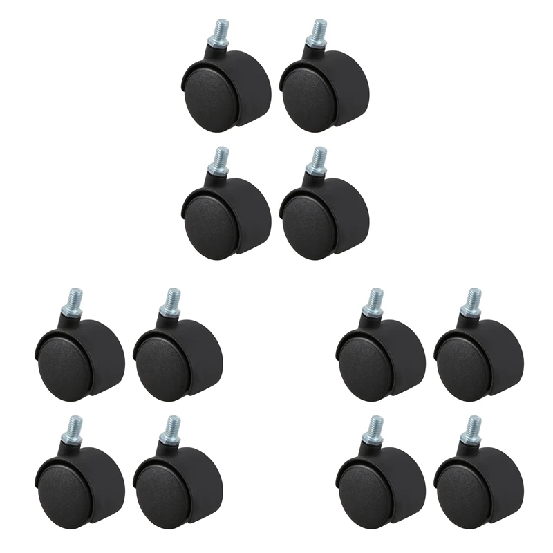 

Plastic Swivel Caster 8Mm Screw Stem 1.5-Inch Dia Wheel 12 Pcs Black