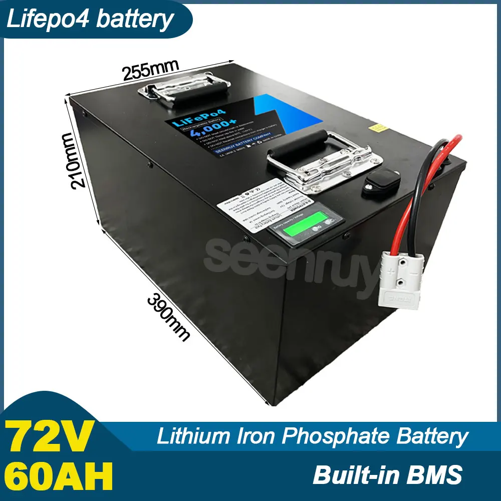 

72V 60Ah lifepo4 With Charger 50A 80A 100A Lithium Iron Phosphate Battery Perfect For Quadricycle Tricycle Motorcycle Scooter