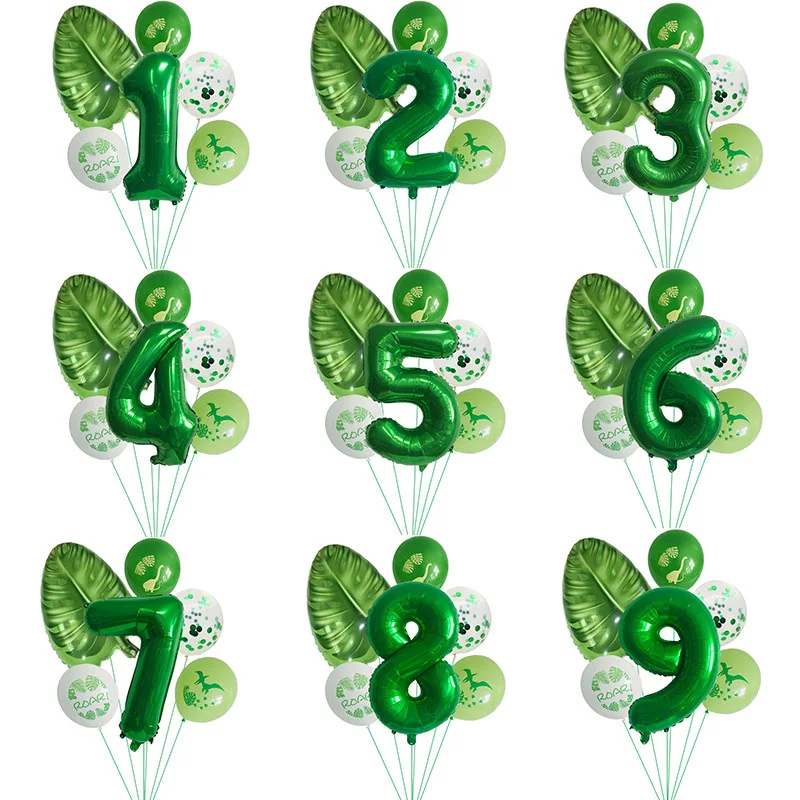 

Dinosaur Birthday Party Balloons Aluminum Foil Balloon Number 0-9 Jungle Animal Dinosaur Theme Baby Shower Air Balls Globos