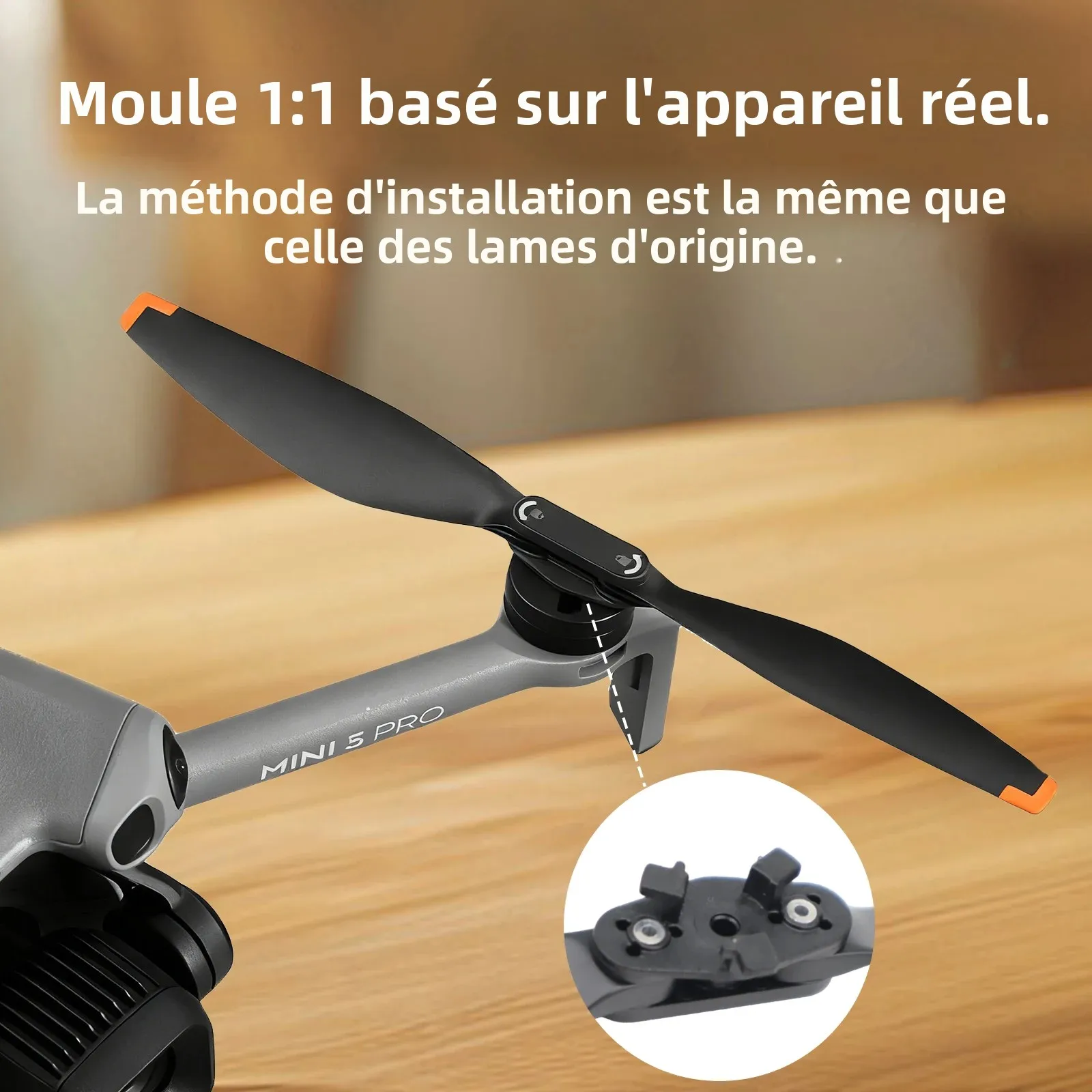 Hélices Mini5 Pro Silencieuses Lot 1 ou 2 - Drone