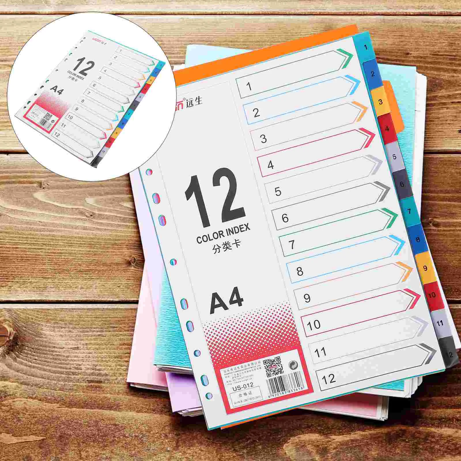 

Index Page Divider Colorful Classification Page Tab for Notebook Memo (A4)