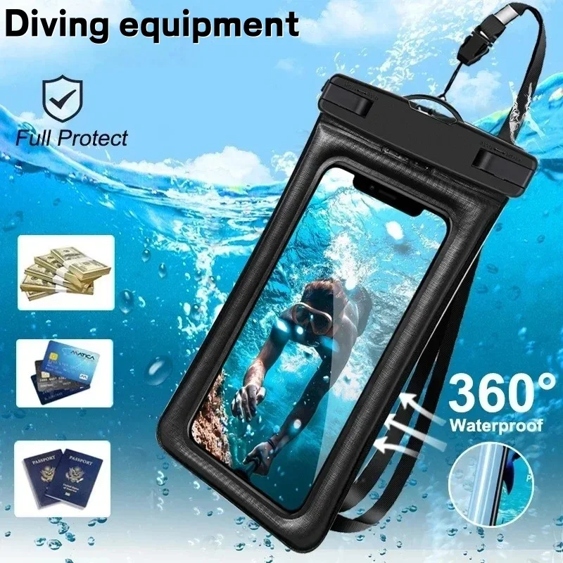 3 Layers High Waterproof Sealing Swimming Bag Large Size Transparent Underwater Dry Protection Bag Iphone Mobile Phone Pouch