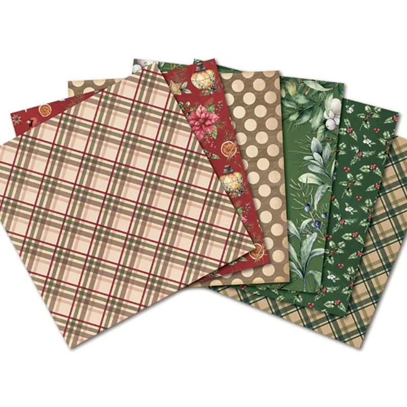 Merry Christmas Scrapbooking Paper Assorted Pattern Origami Cardstock Single-Sided Vintage DIY Decorative Cardmaking for 24Pcs