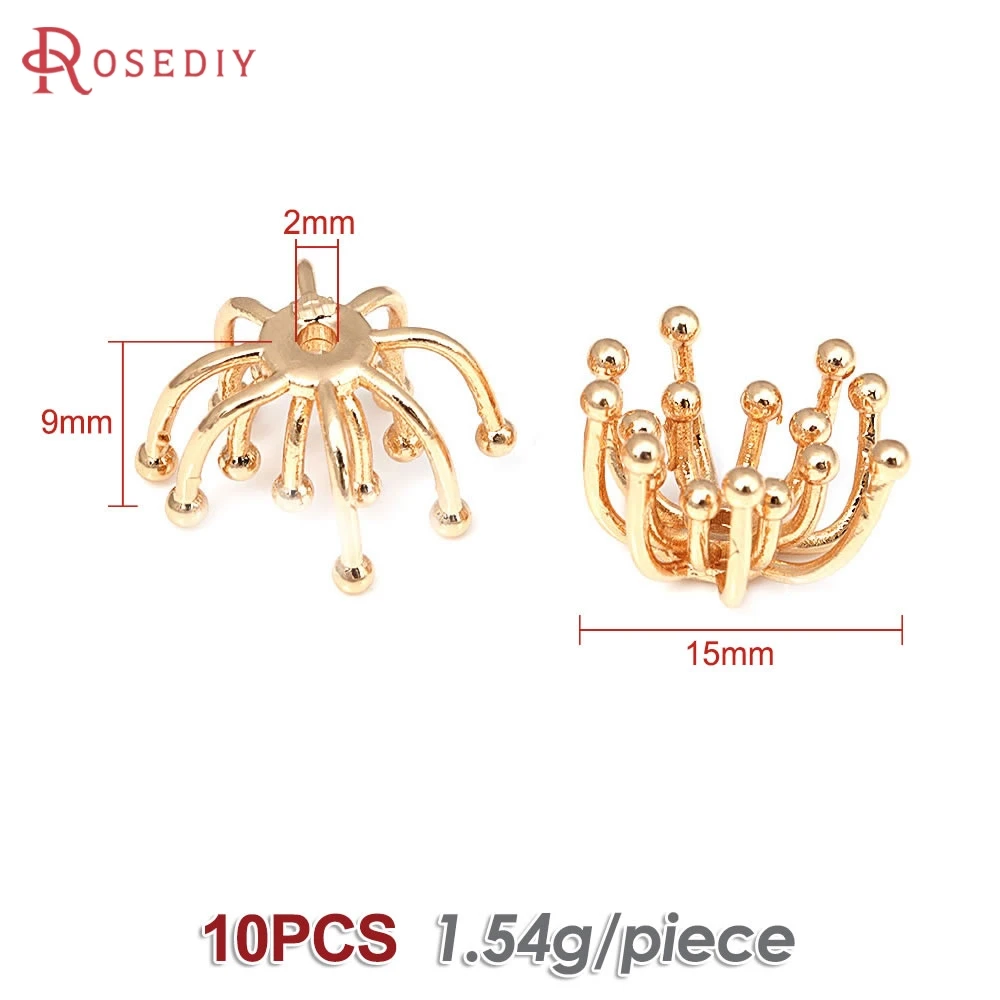 Elegant 18K Gold Brass Floral Bead Caps for DIY Jewelry & Earrings