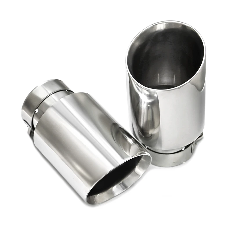 1 Pcs Universal Exhaust Tip 304 Stainless Steel Car Exhaust Muffler Tip Tailpipe Oblique Mouth Car 63mm inlet Tips exhaust muffler tip