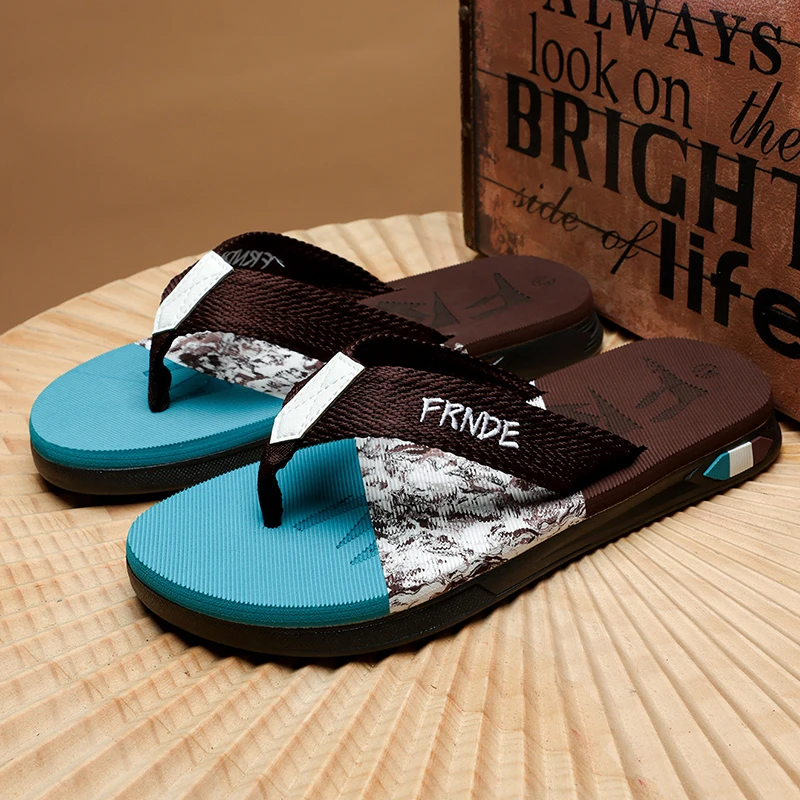 High Quality Men Flip Flops Summer Beach Flip Flops Men Breathable Casual Men Beach Slippers Outdoor Ethnic Style Fashion Print - 5
