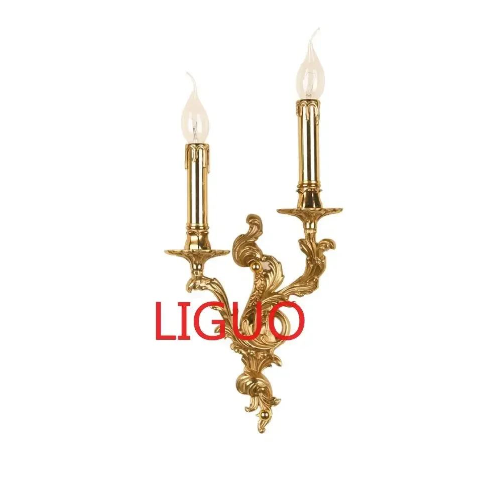 French copper candle wall lamp hotel palace villa retro wall lamp indoor bedroom bedside