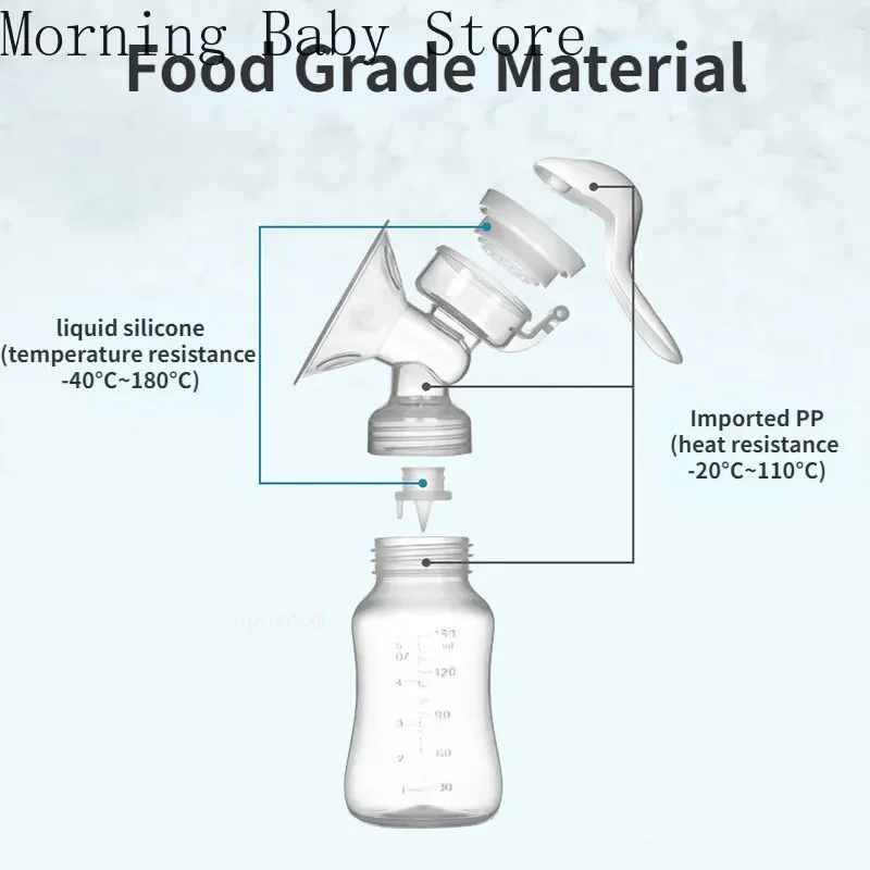 150ML Manual Breast Feeding Pump Original Manual Breast Milk Silicon PP BPA Free with Milk Bottle Nipple Function Breast Pumps 5