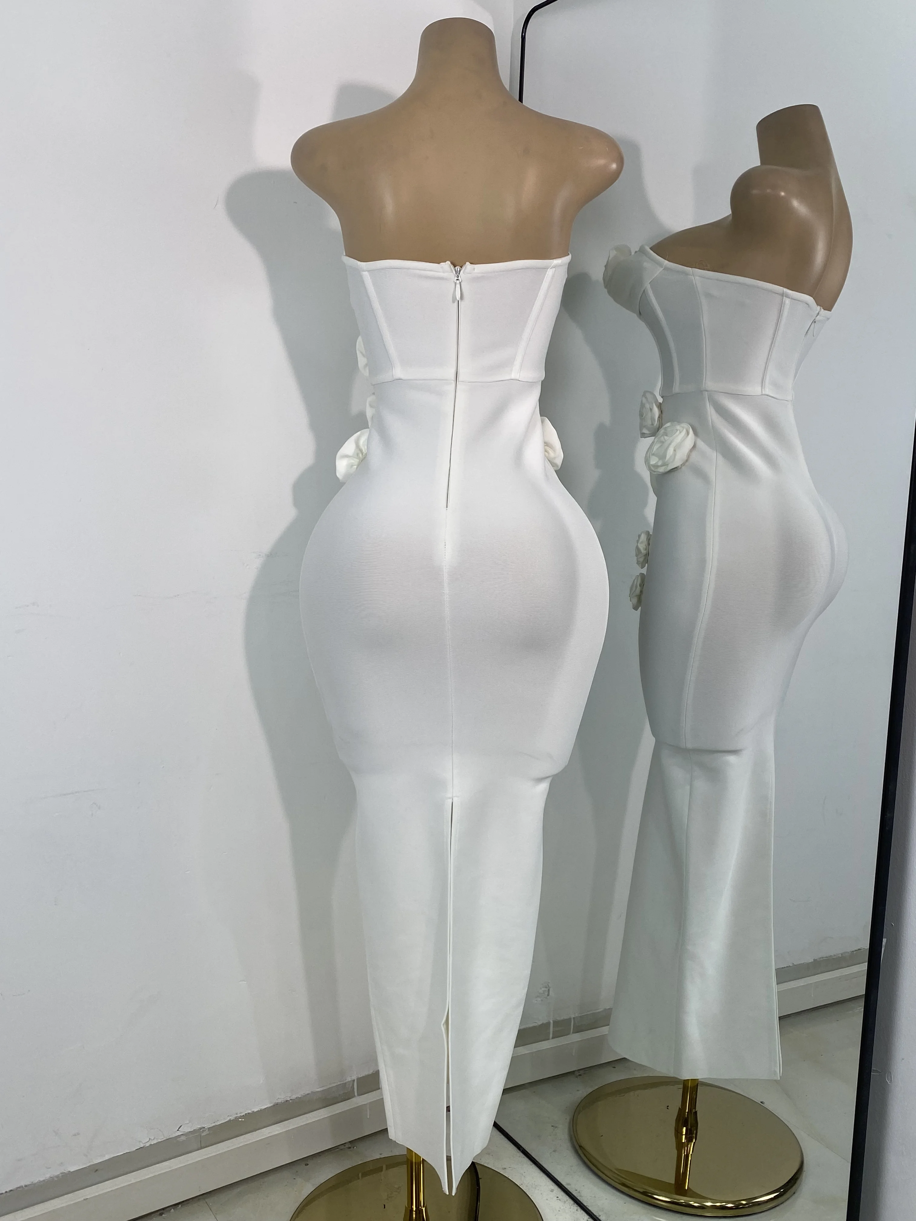 Vestido Bandage blanco elegante para cumpleaños para mujer