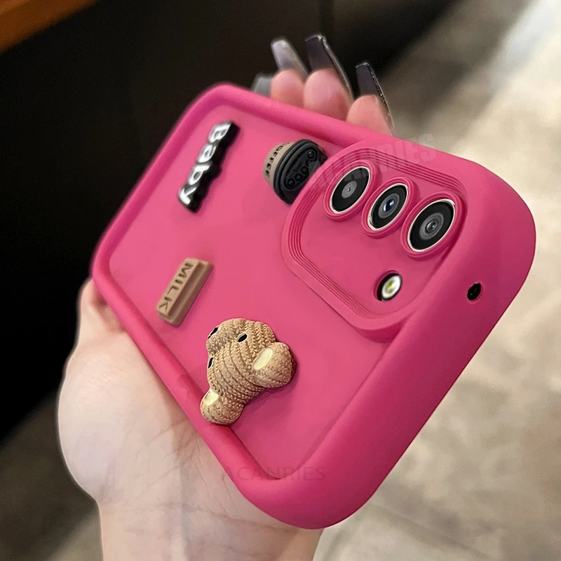 S 21 22 23 24 Cute Cartoon 3D Bear Silicone Case For Samsung