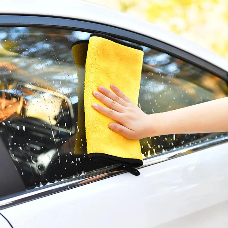 1/2/3/4/5PCS 자동차 세차 타월 청소용 천 흡수성 건조 천 다용도 마이크로파이버 타월 두꺼운 노란색 30*30/40/60cm