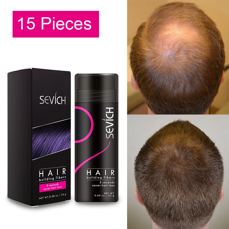 Sevich 15pcs Hair Fiber Powder 25g Keratin Hair Building Fiber