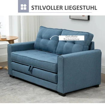 Divano letto Divano pieghevole Divano in tessuto a 2 posti Divano letto Divano con funzione letto Divano arredo Lino-Touch 147,5 x 75 x 85 cm 1
