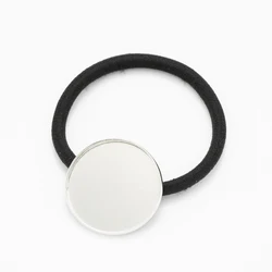 10Pc Hair Accessories Cabochon Setting Base Elastic Rubber Band for DIY Jewelry and Headbands (White k round edge)