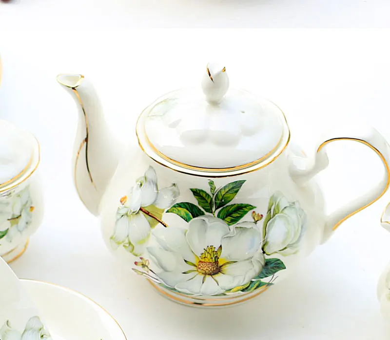 Enameled Tea Kettle Chinese Tea Set 1000ML Bone China Teapot for Tea Ceremony Party