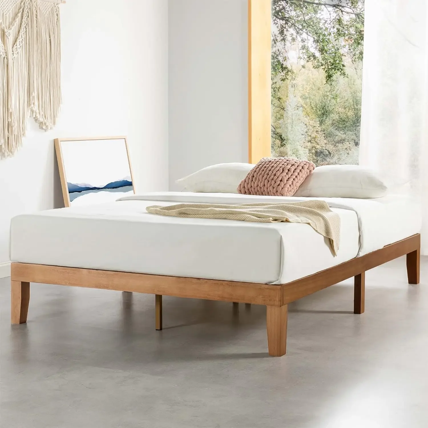 

Naturalista Classic-12 Inch Solid Wood Platform Bed with Wooden Slats, No Box Spring Needed, Easy Assembly, King, Natural Pine