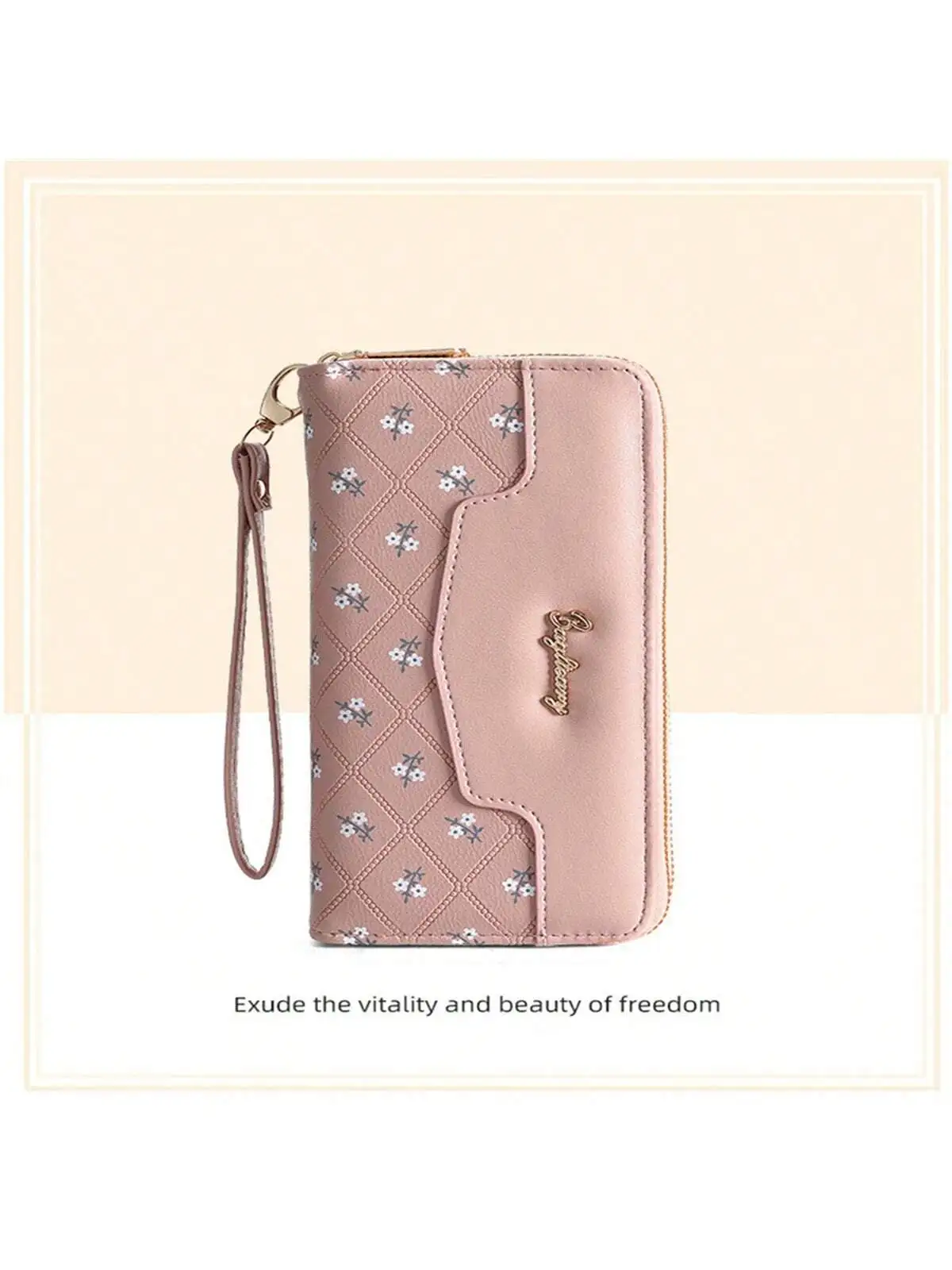 Women's Long Wallet Korean Simple Splicing Printing Clutch Bag Letter Decoration Coin Purse Card Bag