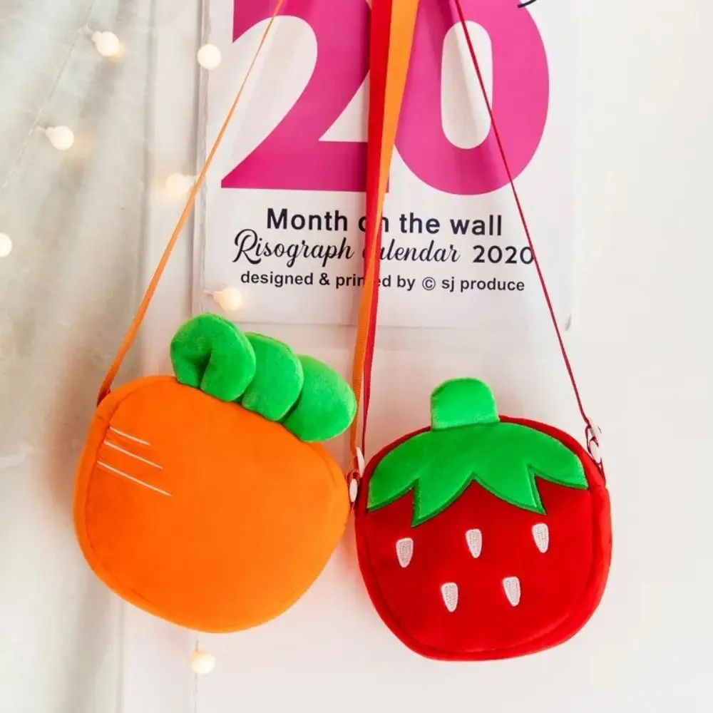 Cute Fruit Kids Plush Bag Candy Bag Strawberry Carrot Phone Bag Crossbody Bag Mini Cartoon Plush Shoulder Bags Boys Girls 50pc 13mm mini metal slides tri glides wire formed roller pin buckles strap slider adjuster for bags garment leather accessories