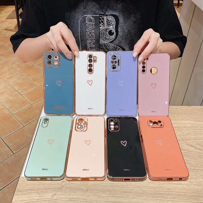 Luxury Plating Love Heart Mirror Phone Case