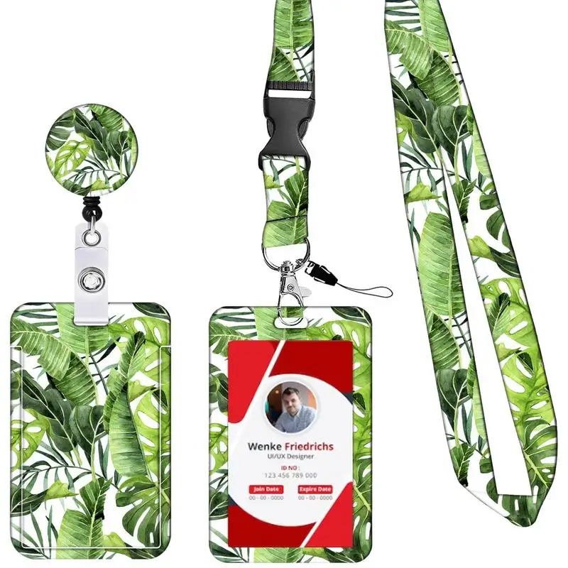 

Badge Holder With Lanyard Anti-Scratch Transparent Badge Protector With Retractable Buckle Formal ID Organizer Card Holder Set