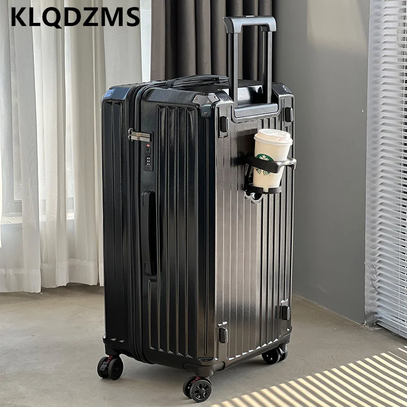 

KLQDZMS 20"22“24"26"28"30"32"34"36 Inch Luggage Travel Bag ABS + PC Large Capacity Trolley Case with Cup Holder Suitcase