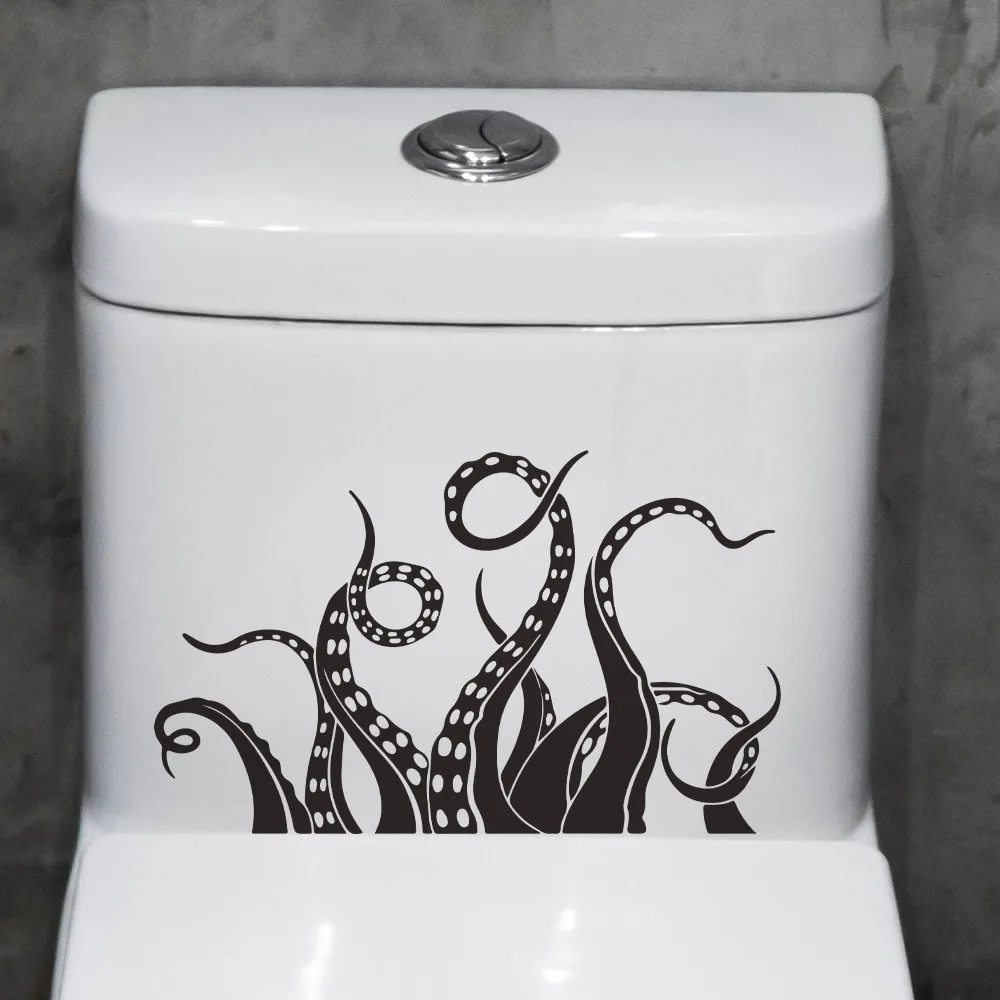 Octopus Toilet Tentacles Wall Decals Decor Sticker Home Decal Black Wall Art Sticker Tentacles Bathroom Decal For Toilet Seat