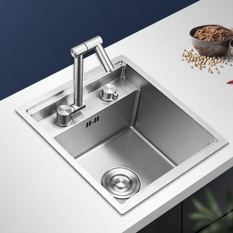 

Brushed Hidden Kitchen sink Single bowl Bar Small Size Stainless Steel Balcony Concealed kitchen