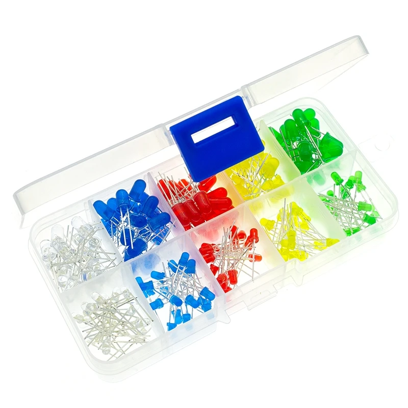 LED Light Kit 5mm LED Diodes Assortment F5 White Green Red Blue Yellow Orange