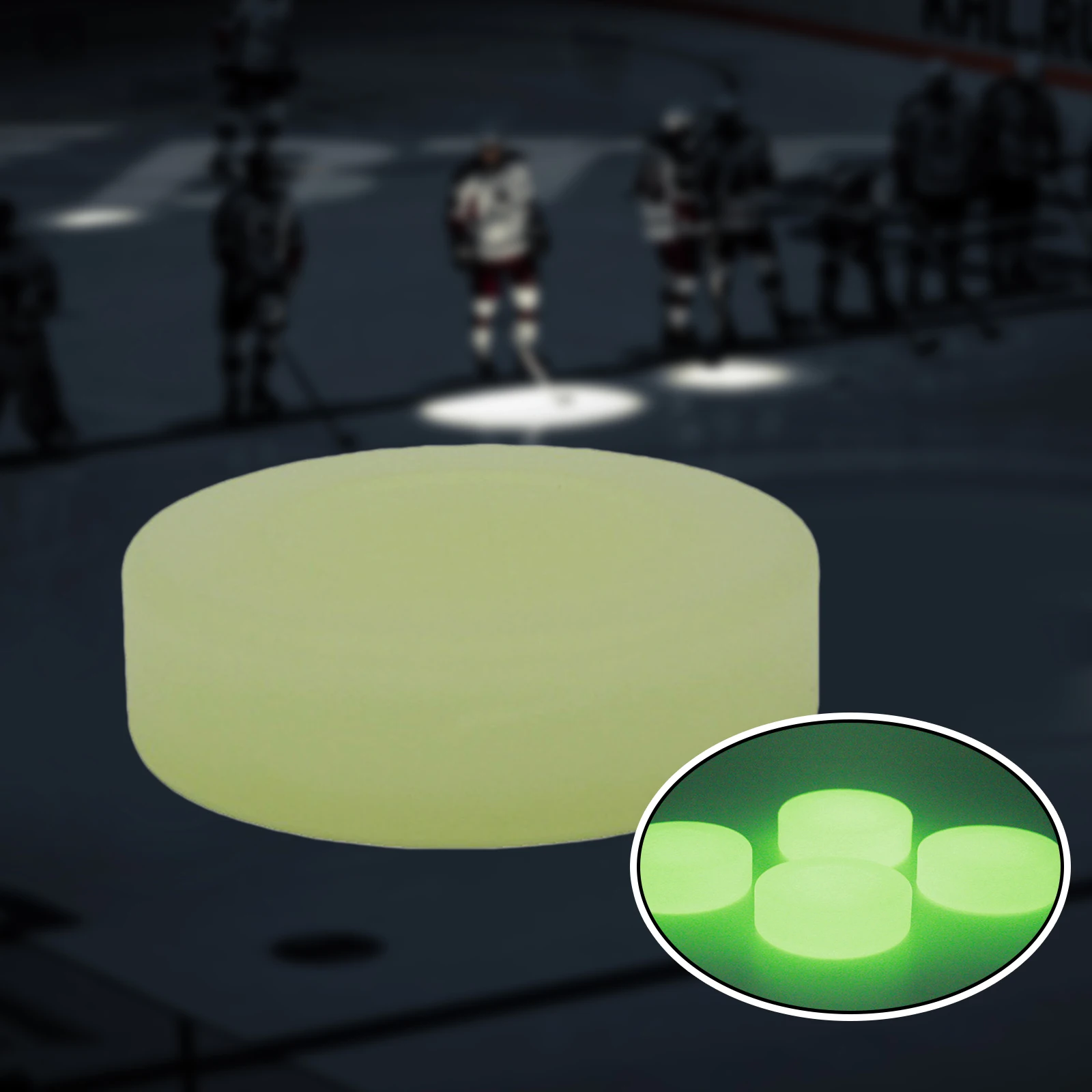 hockey puck Glow in Dark Outdoor Sports Diameter 2.83inch Party Green