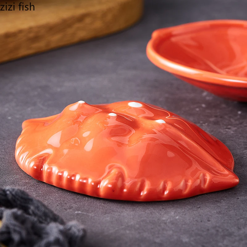 Creative Crab Shell Shaped Ceramic Dessert Dish Sushi Plate Appetizer Plate Molecular Cuisine Display Plates Specialty Tableware