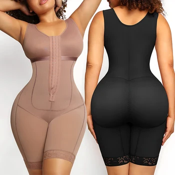 XS High Compression Stage 2 Operation Garment Plus Size Faja Full Body Shaper With Zipper Crotch Tummy Control Slim Shapewear