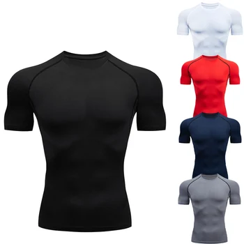 Magliette a compressione da uomo Palestra Fitness Rash Guard ad asciugatura rapida per l'estate Atletica Sport attillati Camicie da palestra Top T-shirt Allenamento da corsa